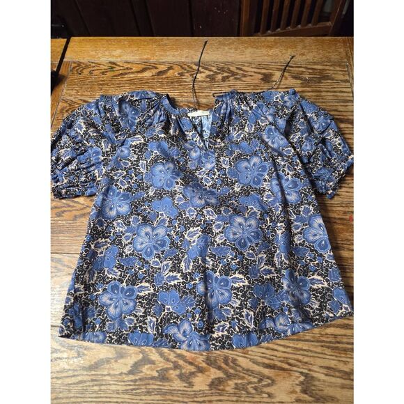 Ulla Johnson Ruffle Cotton Puff-Sleeve Mari Top in Wildwood Sz 4 - Picture 2 of 5